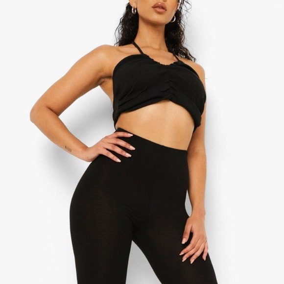 Boohoo Rib Ruched Halter Top - Picture 3 of 4